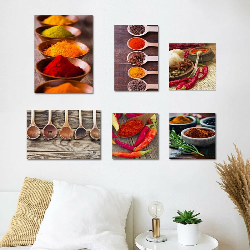 

Tema - Conjunto 6 impresiones en tela cuadros canvas cocina marco de madera Sapori