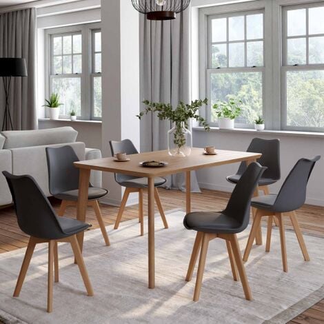 IDMARKET Lote de 6 sillas de comedor escandinavas SARA gris oscuro