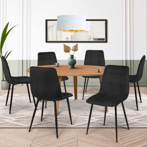 Lote de 6 sillas de comedor MILA de terciopelo negro