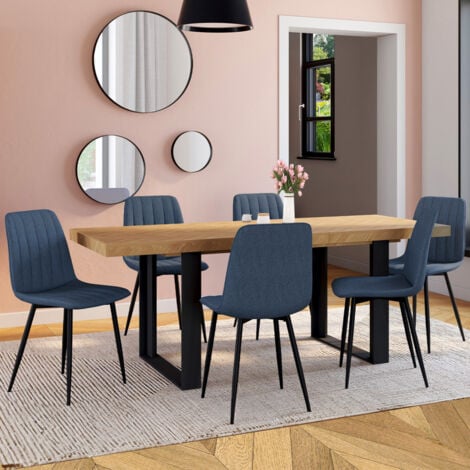 IDMARKET Lote de 6 sillas de comedor MIRA en tejido gris claro