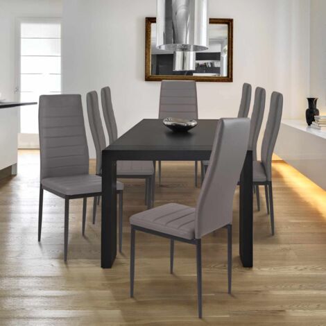 Lote de 6 sillas de comedor ROMANE grises