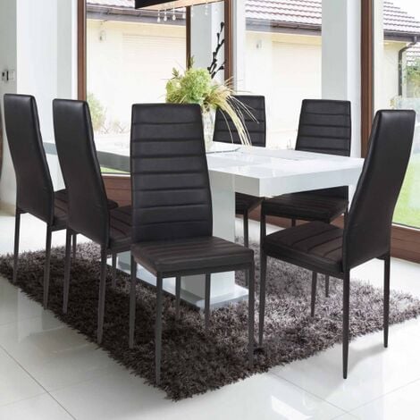 IDMARKET Lote de 6 sillas de comedor ROMANE negras