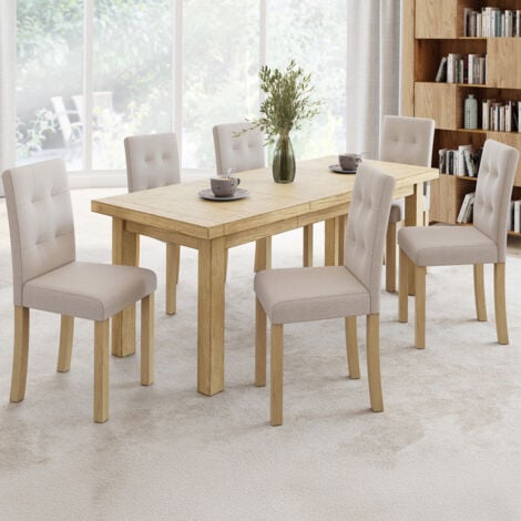 IDMARKET 6 sillas de comedor tapizadas POLGA beige