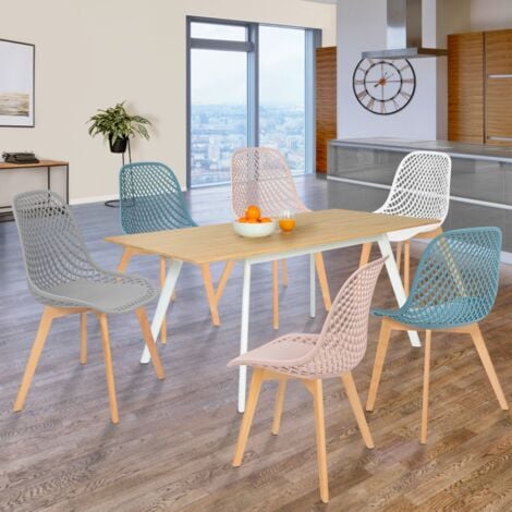 IDMARKET 6 sillas de comedor MANDY blancas