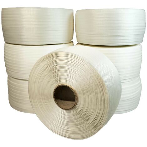 Lote de 7 Flejes tejidos 13 mm x 1100 m incluye 1 GRATIS - Fleje textil de alta resistencia 350kg - TECPLAST LFT1