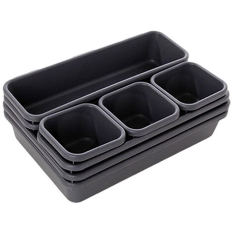 Lote de 8 cajas de variedad para tiroirs, cómoda, cocina, sala de baño, armario, joyería y maquillaje, negro, 1 juego