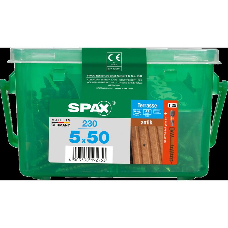 

tornillos A2 Inox marrón 50 x 5 mm - 230 pcs - Spax