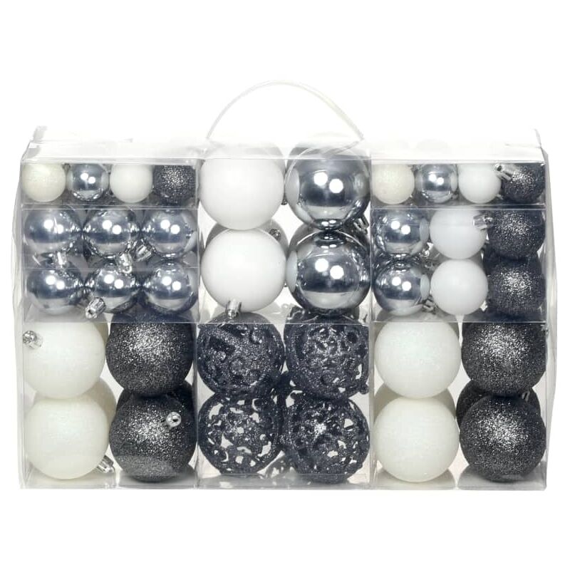 

vidaXL Lote de bolas de Navidad 100 unidades 6 cm blanco/gris - Multicolor