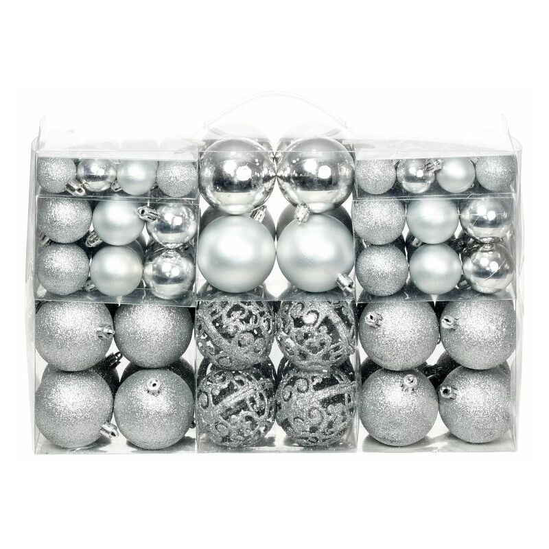 

Lote de bolas de Navidad 100 unidades plateadas 6 cm