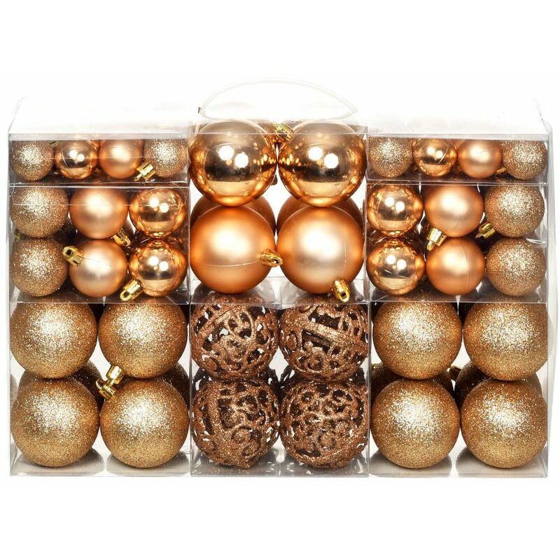 

Lote de bolas de Navidad 100 unidades rosas/doradas 6 cm