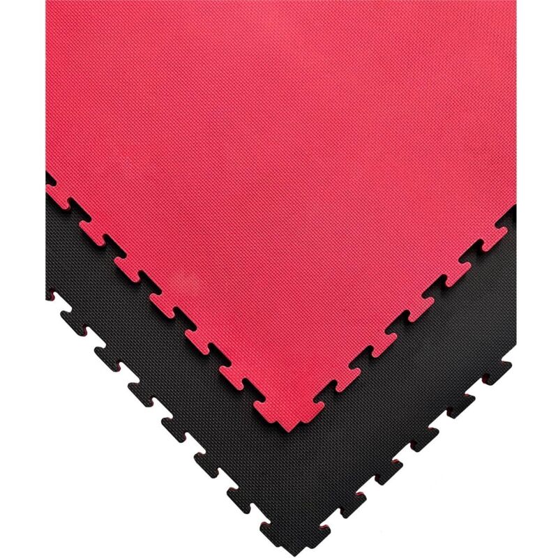 

Jardin202 - Lote x10 losetas Tatami Puzzle - Rojo/Negro | Esterilla Reversible Antideslizante | Suelo para gimnasios, Artes Marciales, Judo