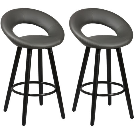 LOTHAR - Lot de 2 Tabourets Gris