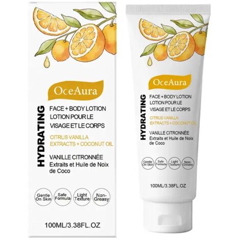 Lotion hydratante visage et corps, texture légère pour peau douce au quotidien (100ml)