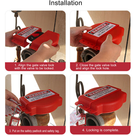 LOTO Sicherheitsventilverriegelung für Energieisolierungen 25 bis 165 mm (PP, Rot)