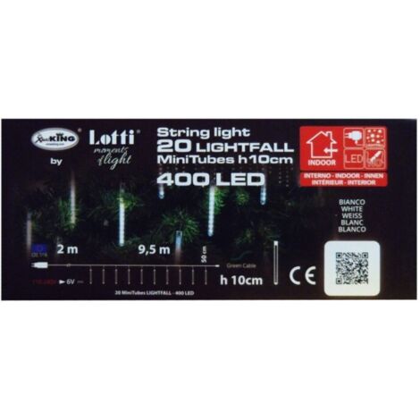 LOTTI Catena 9,5m 20 Mini Tubi LightFall H10cm 400 LED BIANCO