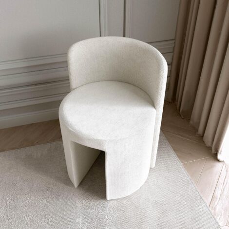CARME HOME Lottie Ivory Boucle Stool for Bedroom Living room Home decoration