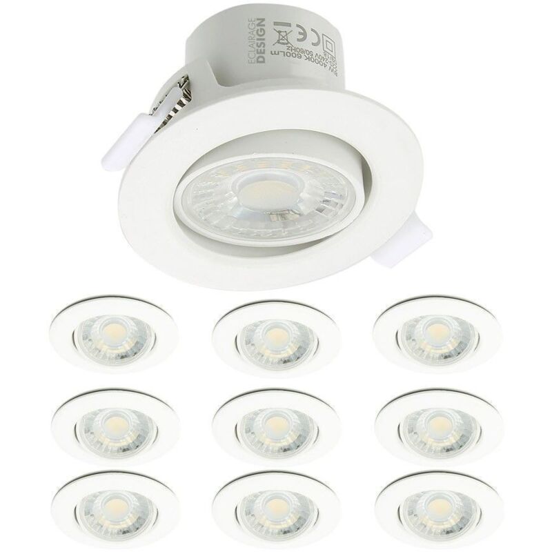 Arum Lighting - Set di 10 faretti da incasso a led orientabili Valence 8W Equ. 75W Température de Couleur: Bianco neutro 4000K