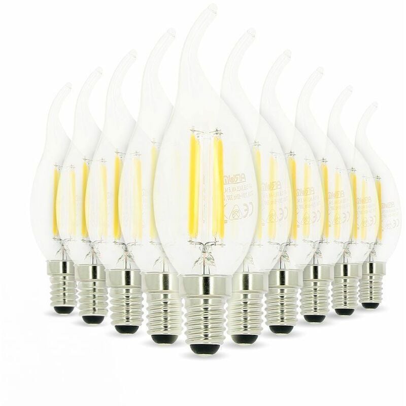 Image of Arum Lighting - Lotto di 10 lampadine a fiamma a filamento E14 da 4W
