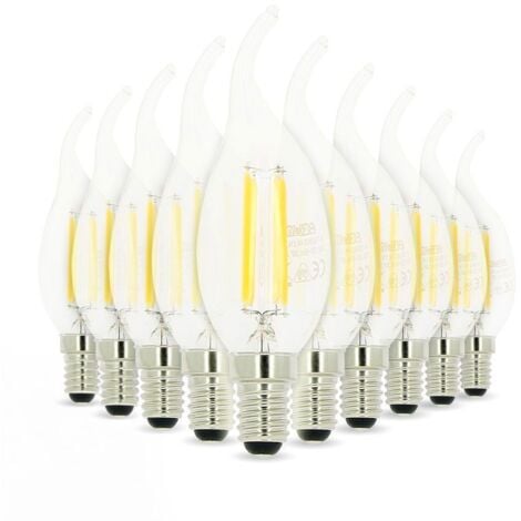 Lotto di 10 lampadine a fiamma a filamento E14 da 4W