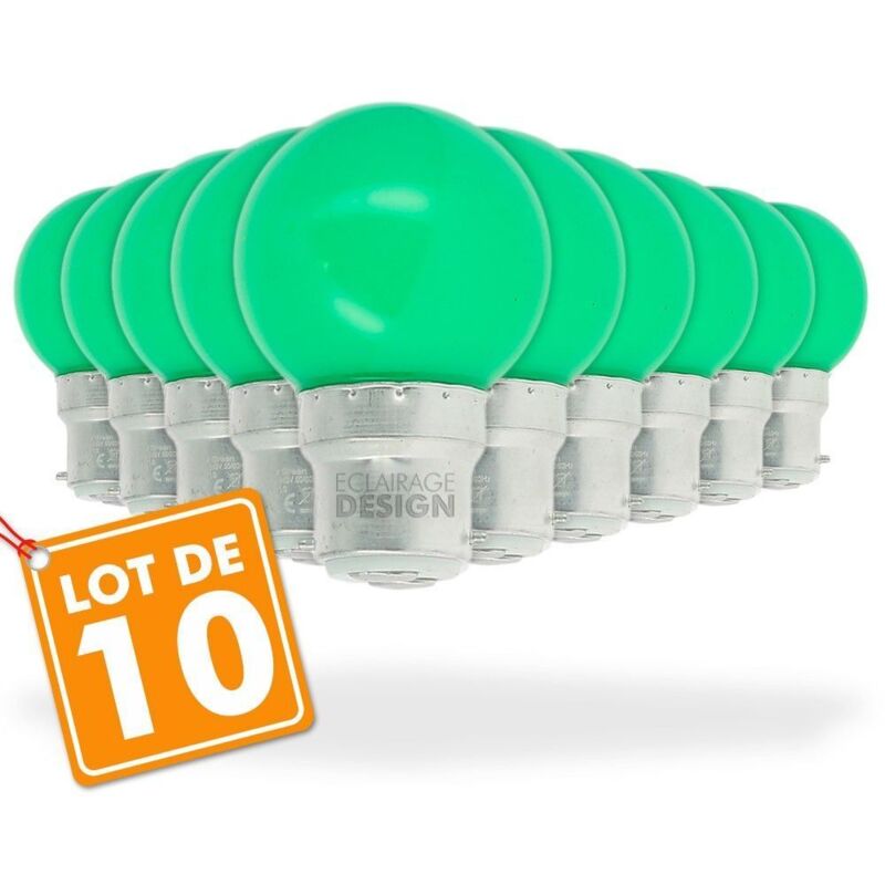 Eclairage Design - Lotto di 10 lampadine a led verdi da 1 watt (equivalenti a 10 watt) Garland Guinguette