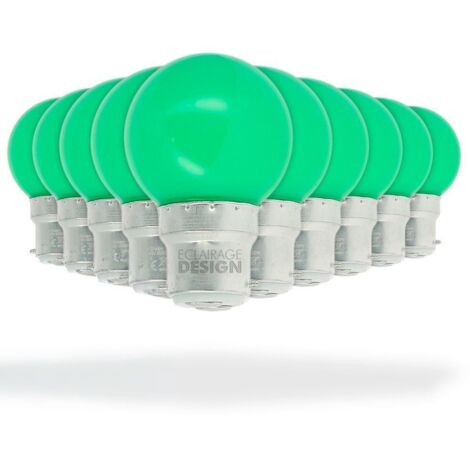 Lotto di 10 lampadine a led verdi da 1 watt (equivalenti a 10 watt) Garland Guinguette