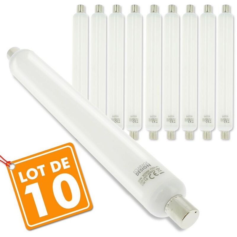 Image of Eclairage Design - Lotto di 10 tubi led lino S19 9W Eq 60W Température de Couleur: Bianco caldo 3000K