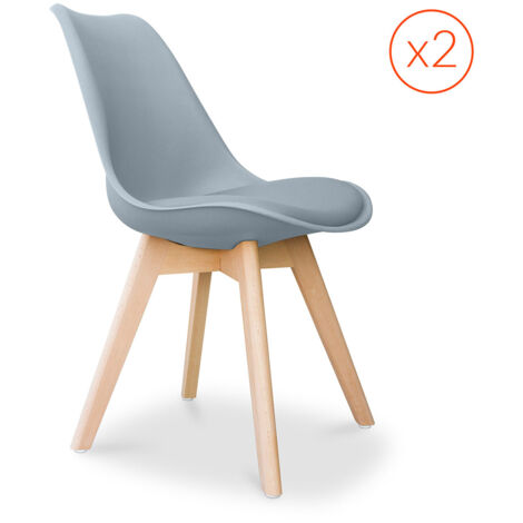 Lotto di 2 Sedie Denisse design scandinavo Grigio chiaro
