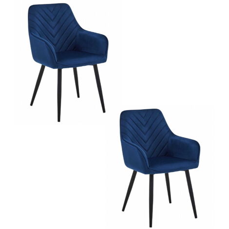 Lotto di 2 sedie Valora WAAV velluto blu navy gambe nere