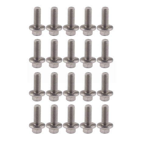 Lotto di 20 bulloni esagonali flangiati in acciaio inox 304, viti a testa flangiata M6x20 per fissaggio industriale e edile.