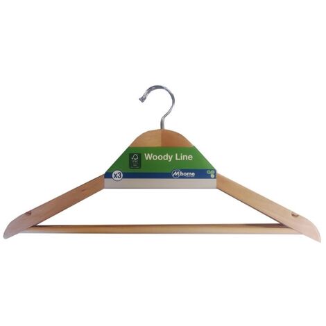 Lotto di 3 grucce sagomate in legno ecologico FSC 43,5x22,5 cm-14 mm