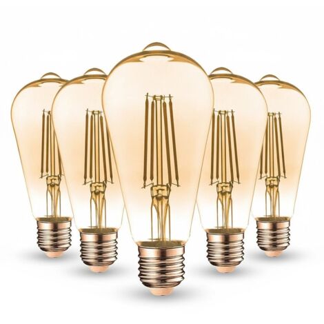 Lotto di 5 LAMPADINE LED E27 7W ST64 2200K Tipo Edison  Température de Couleur: Bianco caldo 2200K