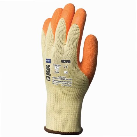 Lotto di 5 paia di guanti Manutenzione EUROGRIP 10L800 maglia 10G palmo in lattice adesivo Taglia 8
