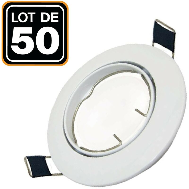 Image of 50 Cornici di supporto da incasso orientabili Faretto led rotondo bianco - Diametro 90mm - Foro 65mm