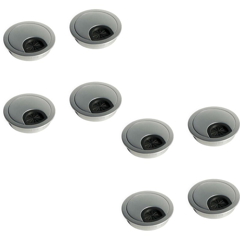 Image of Lotto di 8 passacavi circolari, diametro 60 mm, per montaggio a incasso, Zama, Cromo opaco lucido - Cromo opaco - Emuca