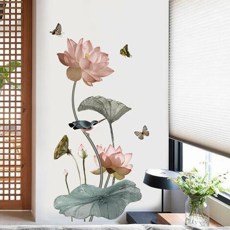 Lotus auto-adhésif chambre salon chaud papier peint chambre stickers muraux décoration autocollants autocollants