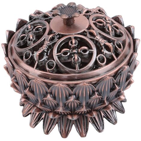 Lotus Incense Burner Zinc Alloy Cone Incense Holder Burner Small Incense Holder Ornaments for Home Decoration Brown