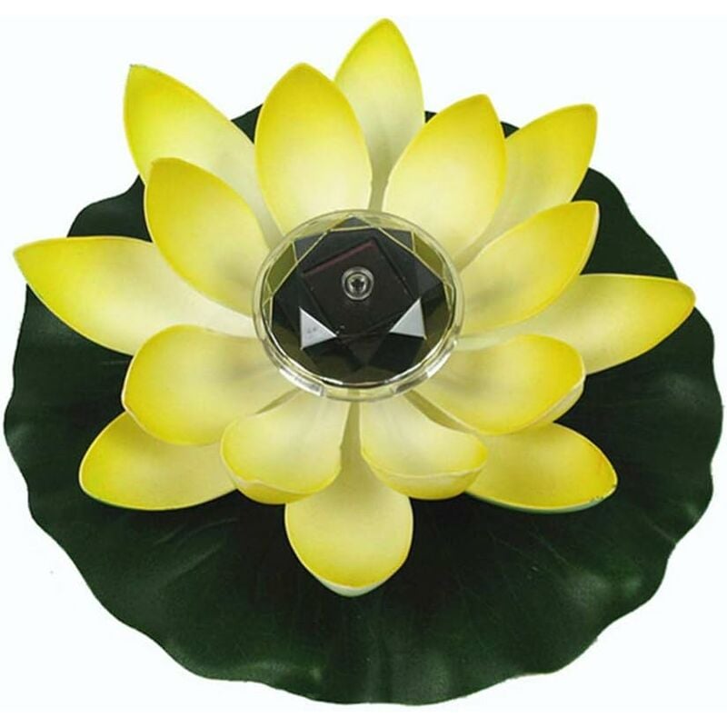 Lotus Licht, Solar Floating Pond Dekoration Lotus Blume LED-Wechsler Farbe Blume Nachtlicht Lampe für Pool Party Gartenhaus (gelb)