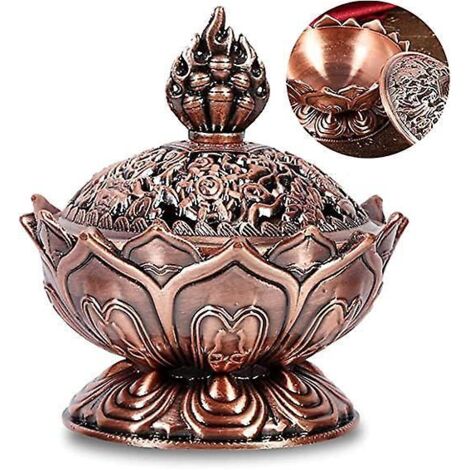 Lotus Räuchergefäß, Vintage Mini-Räuchergefäß aus Legierung, Kegelform, Räuchergefäß, Geburtstagsgeschenk, Weihnachtsgeschenk, Büro- und Heimdekoration, Räucherstäbchen aus rotem Kupfer