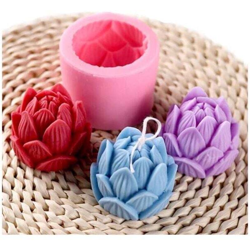 Image of Lotusförmige Silikonform – Form für rosa Stearinkerzen