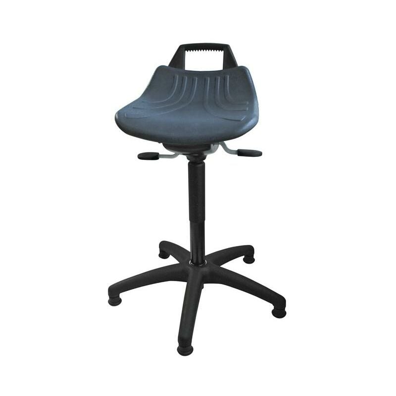 Drehhocker mit Bodengleitern PU-Schaum blau Sitzhöhenverstellung 490-680 mm