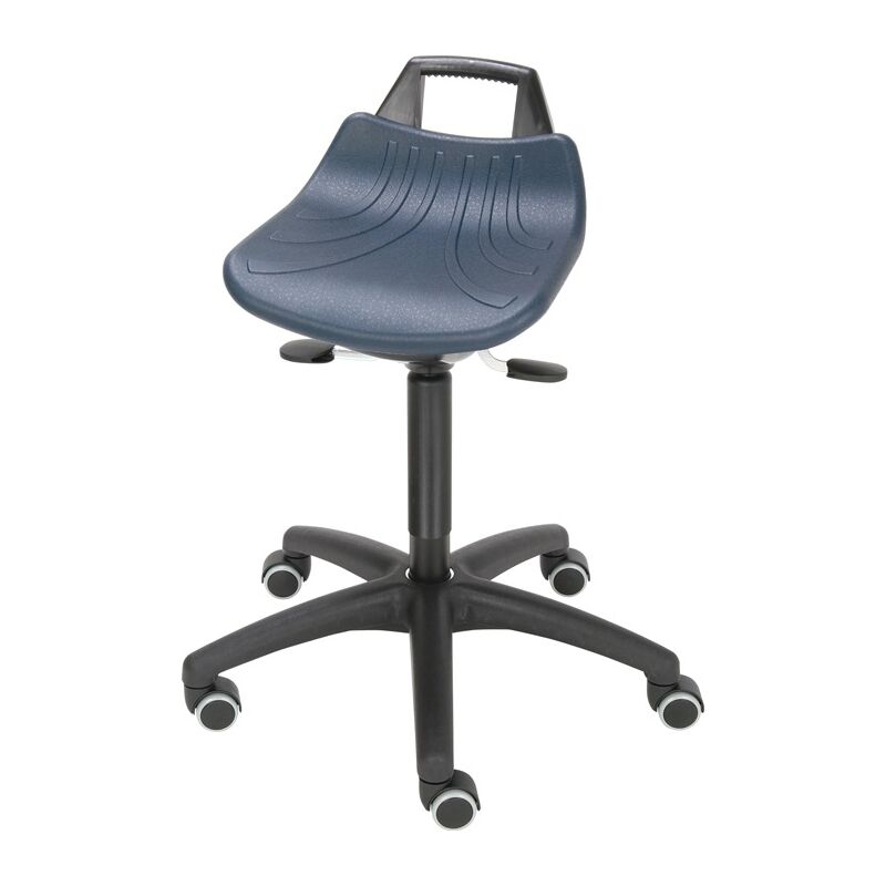 Lotz 366211 Drehhocker mit Rollen PU-Schaum blau Sitzhöhenverstellung 520-710 m