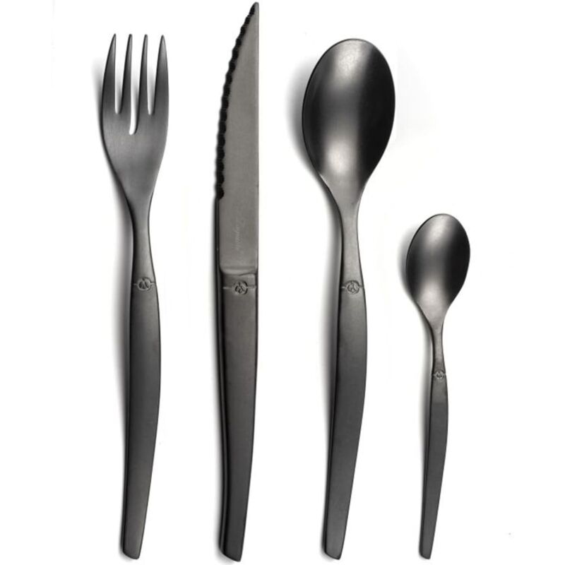 Lou Laguiole - Ensemble de Coutellerie 16 pcs Noir Délavé