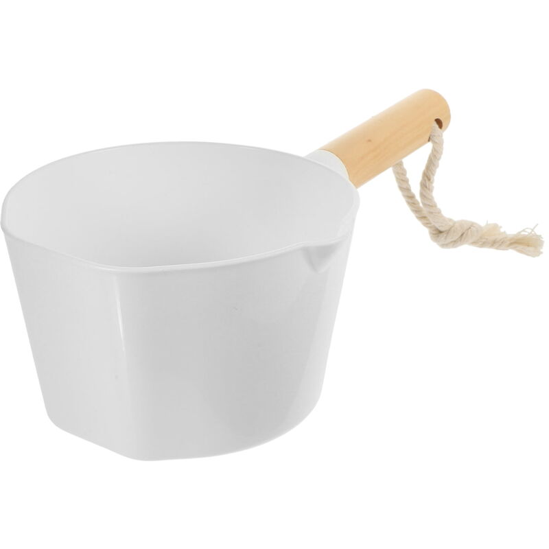 Feiyue - Louche à eau en bois à long manche pour cuisine, écuelle de salle de bain, cuillère à eau blanche, accessoires pour la maison