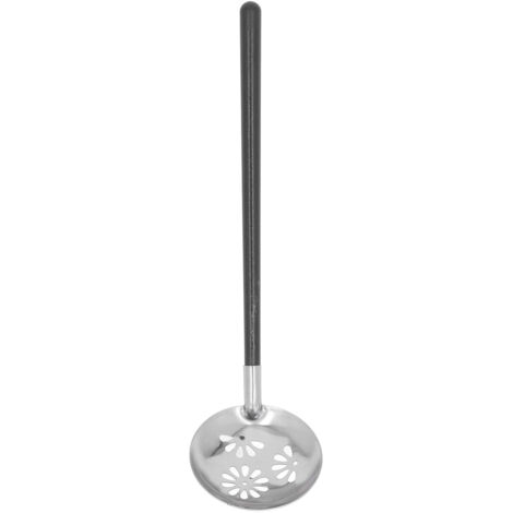 Louche en acier inoxydable pour fondue, manche long anti-chaleur noir, cuillère percée résistante aux brûlures