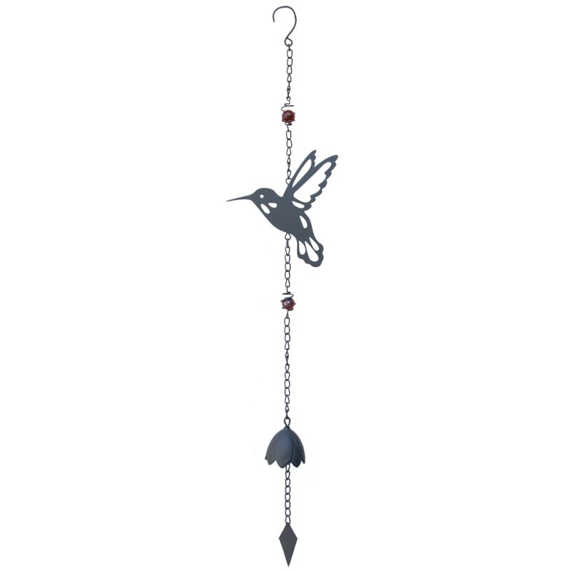 LOUIS MOULIN Carillon en forme de colibri avec perles - anthracite