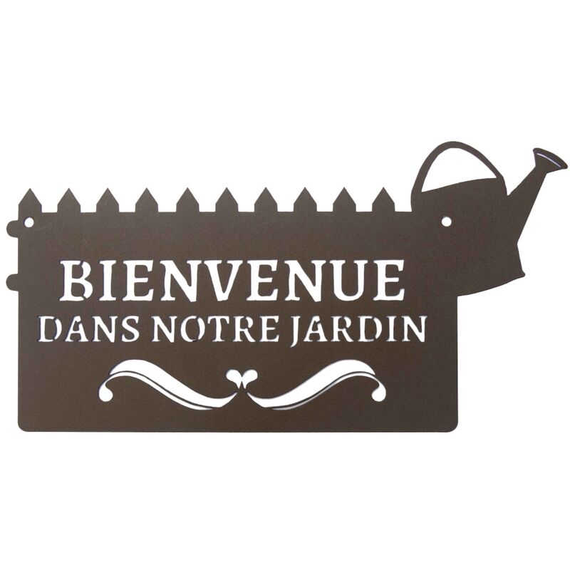 Louis Moulin - Pancarte décorative en métal 'Bienvenue' - 31x16,5cm - fer vieilli
