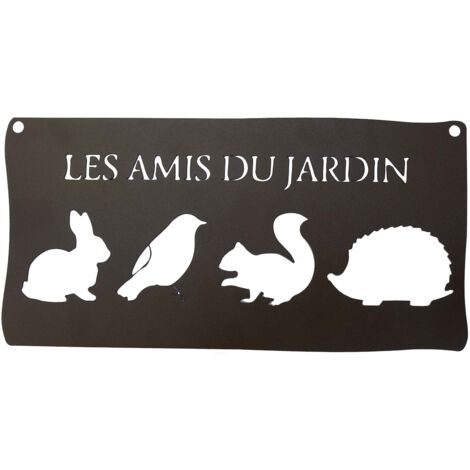 LOUIS MOULIN Pancarte décorative en métal "Les amis du jardin" - 25,5x12,5cm - fer vieilli