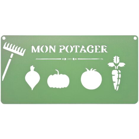 LOUIS MOULIN Pancarte décorative en métal "Mon potager" - 25x12,5cm - vert pâle