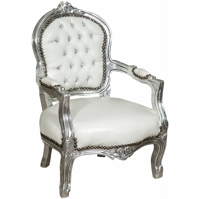 Biscottini - Baroque bed armchair 73x50x51 cm Louis xvi chair French style Upholstered armchair bedroom Mini armchair room with armrests