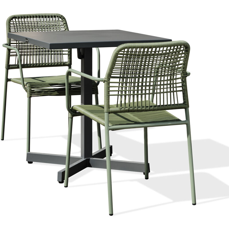 Citygarden - louise - Ensemble repas de jardin 2 places en acier gris anthracite - city garden